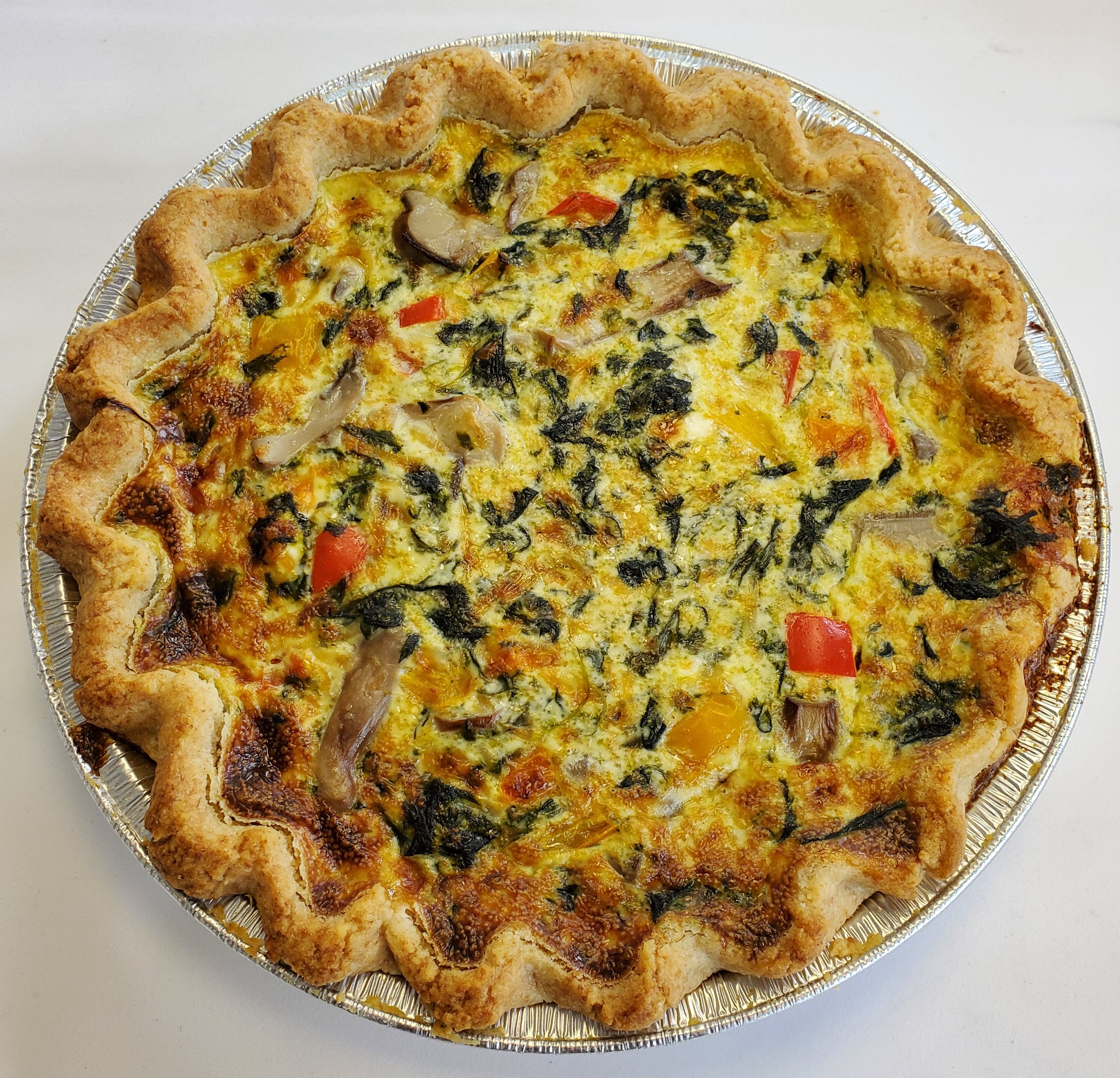 Order 9" Veggie Quiche Pie food online from Papa C Pies store, Brentwood on bringmethat.com