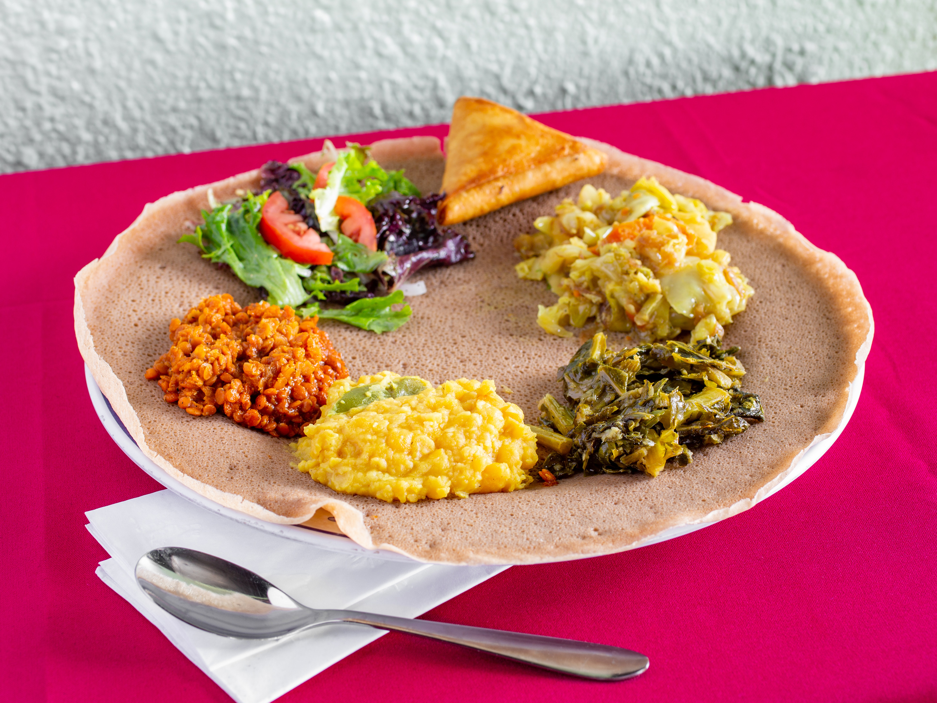 Order 7. Vegetarian Combo food online from Dirdawa Cafe Ethiopian & Mediterranean Cafe store, Inglewood on bringmethat.com