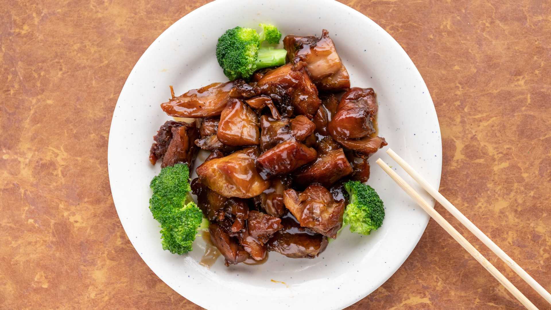 Order 54a. Bourbon Chicken food online from China Dragon store, Tallmadge on bringmethat.com