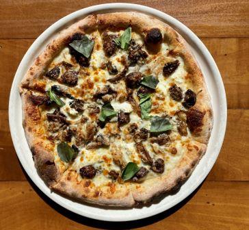 Order mushroom + goat cheese pizza food online from Cucina Enoteca store, Del Mar on bringmethat.com