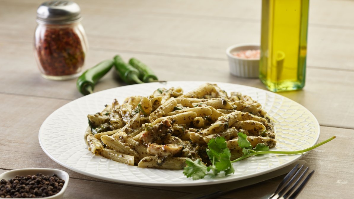 Order Pesto Chicken Pasta twist food online from Chicago's Pizza With A Twist store, Arlington on bringmethat.com