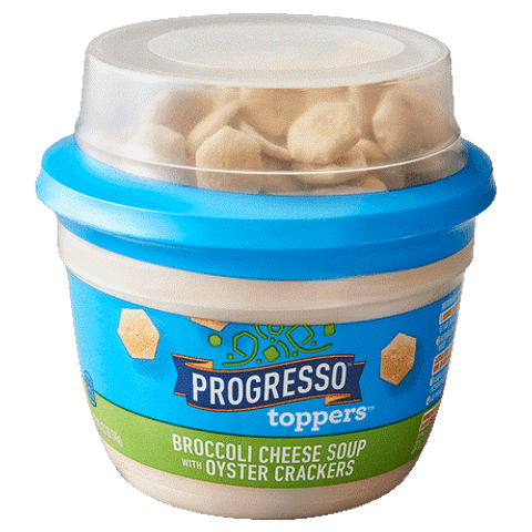 Order Progresso Toppers Broccoli Cheese Soup with Oyster Crackers 12.2oz food online from 7-Eleven store, Chagrin Falls on bringmethat.com