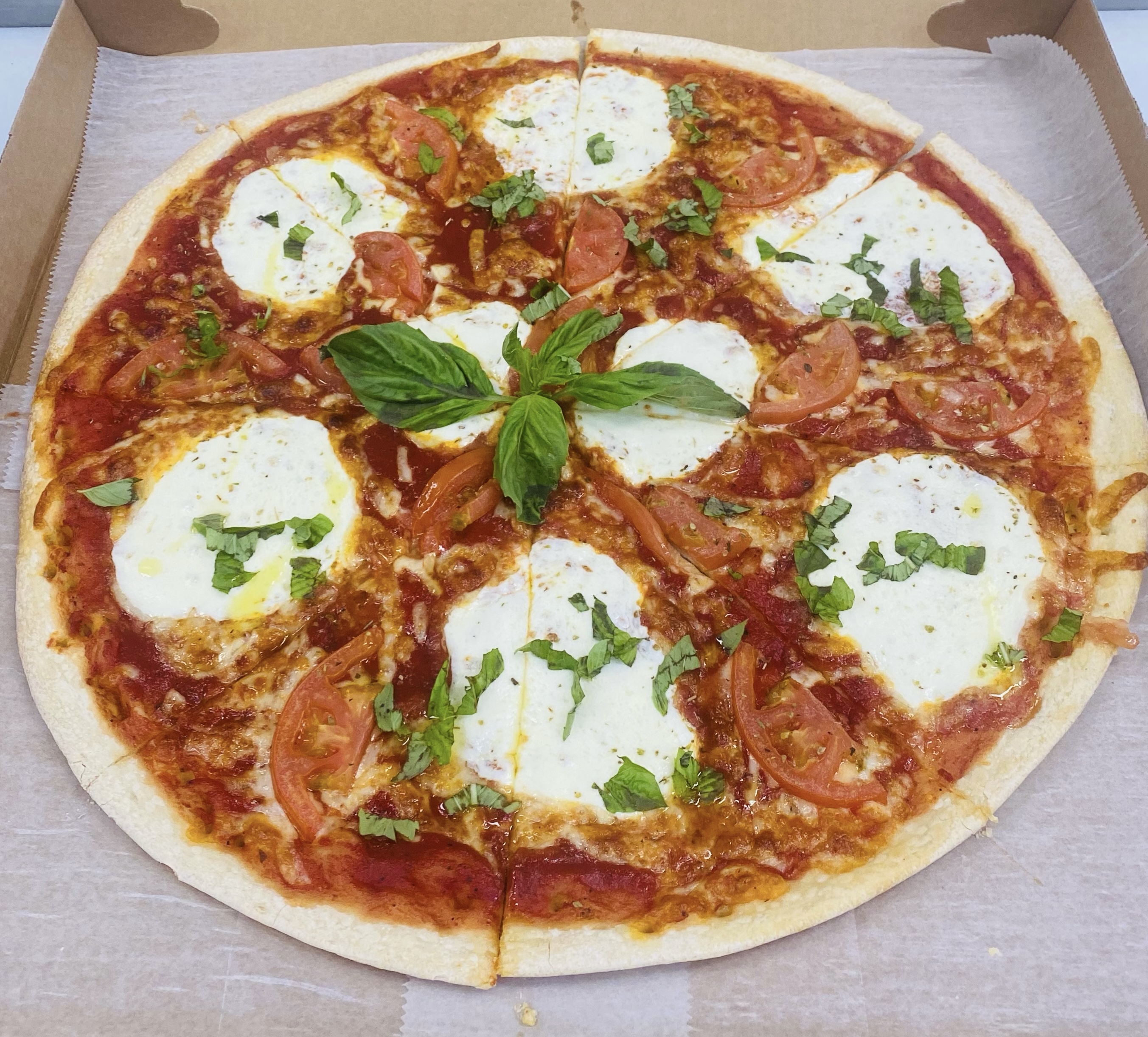 Order 18" Margherita  food online from Famous Pizza store, Paramus on bringmethat.com