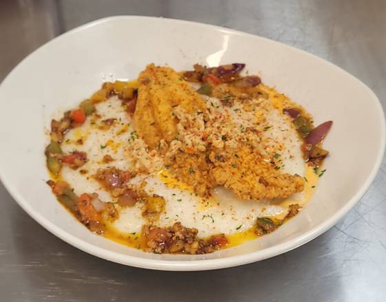 Order Deep Fried Catfish & Grits food online from 216 Cafe store, Cleveland on bringmethat.com