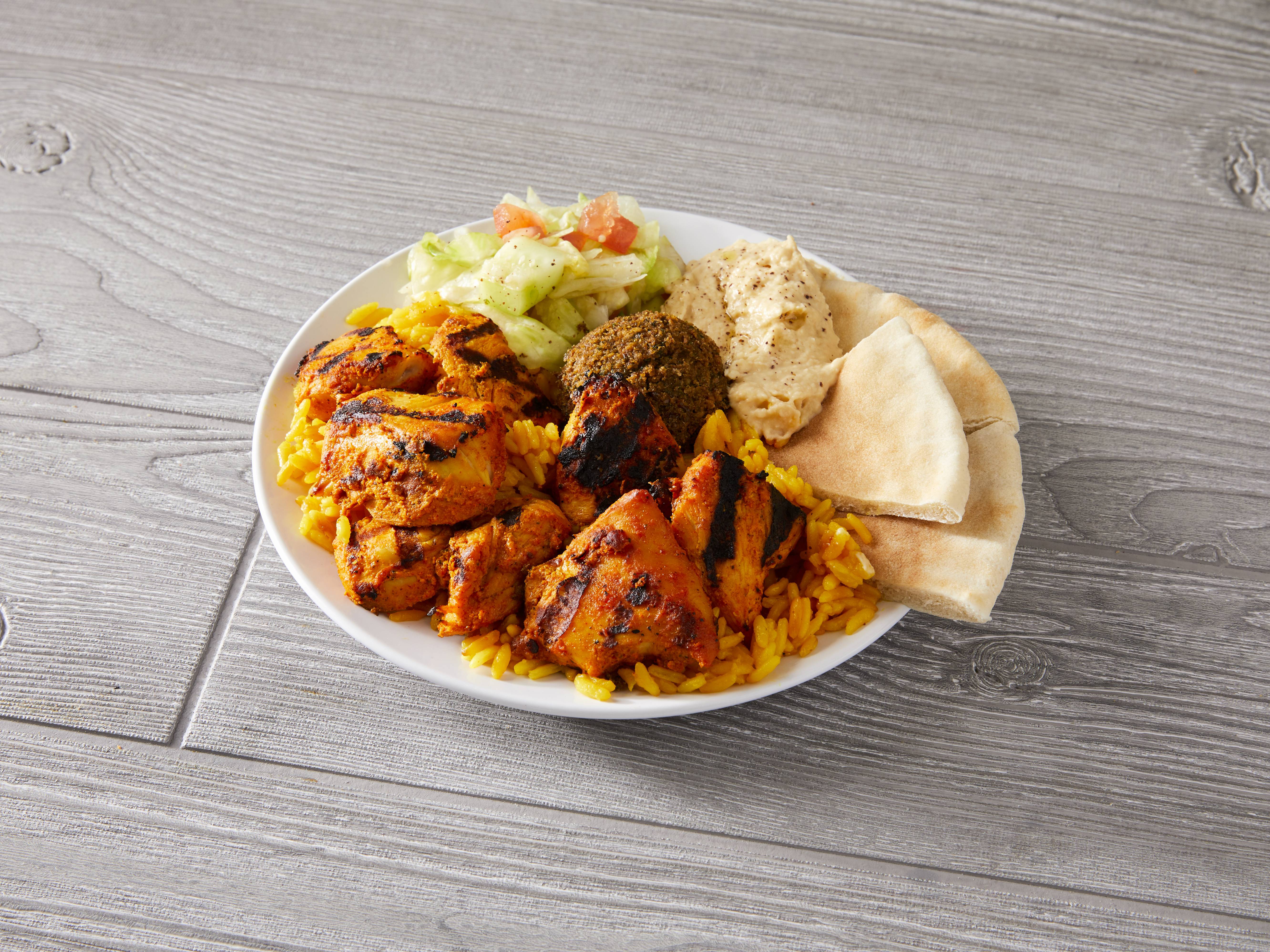 Order Chicken Kabob Plate food online from Pi-hi cafe store, Chicago on bringmethat.com