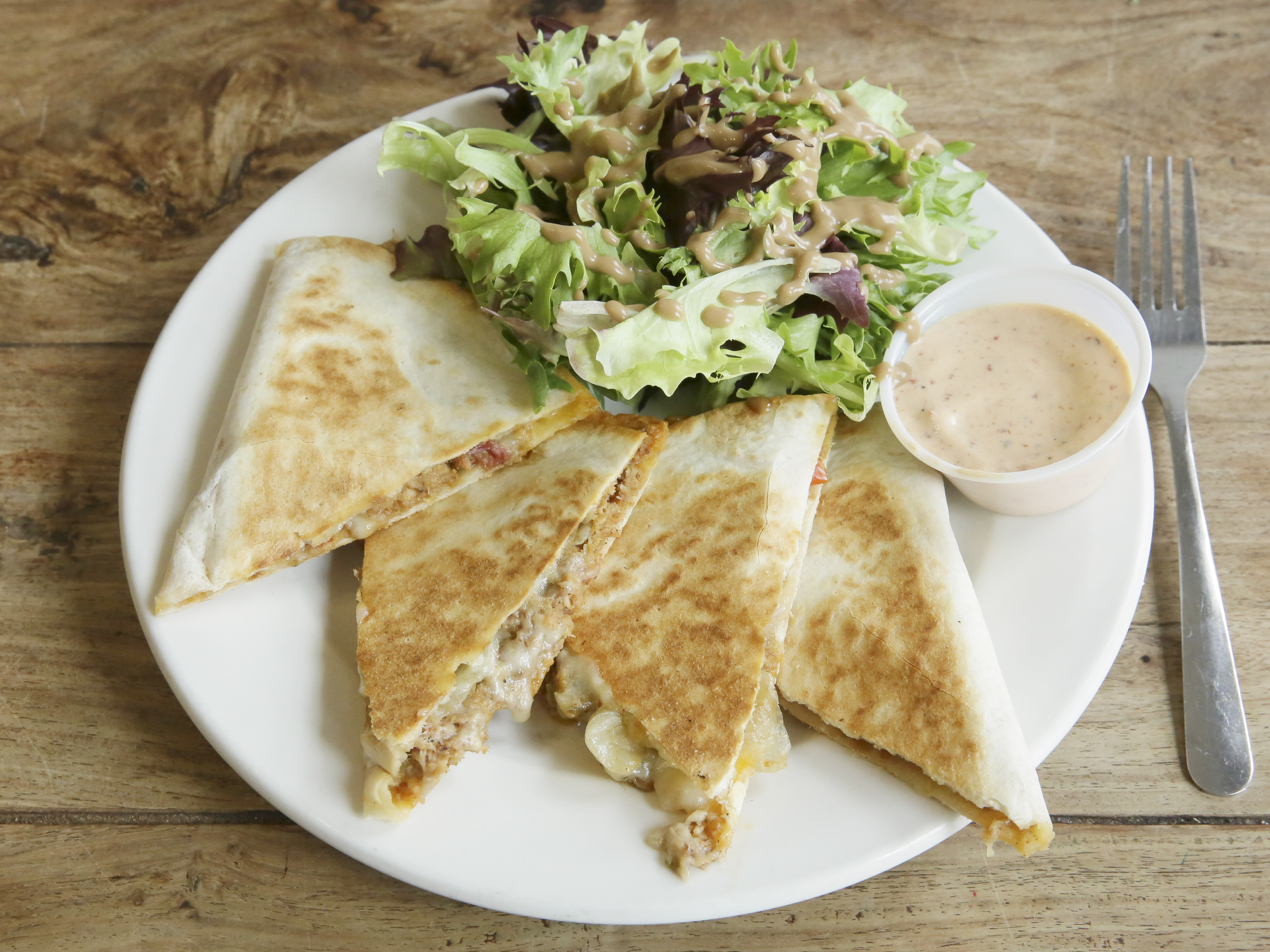 Order Pork Quesadilla food online from Barriques - Fitchburg store, Madison on bringmethat.com