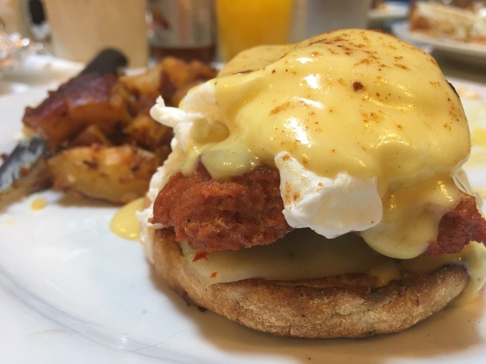 Order Spicy Lover Benedict food online from Royal Donut Cafe store, Burlingame on bringmethat.com