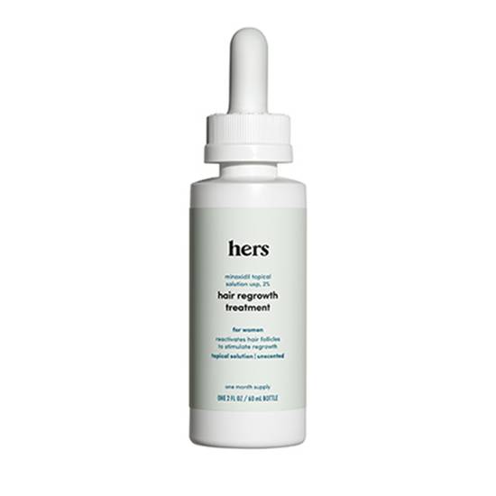 Order hers minoxidil 2% serum - extra strength topical hair regrowth solution for women (2 oz) food online from Hims & Hers Health and Wellness store, Minneapolis on bringmethat.com