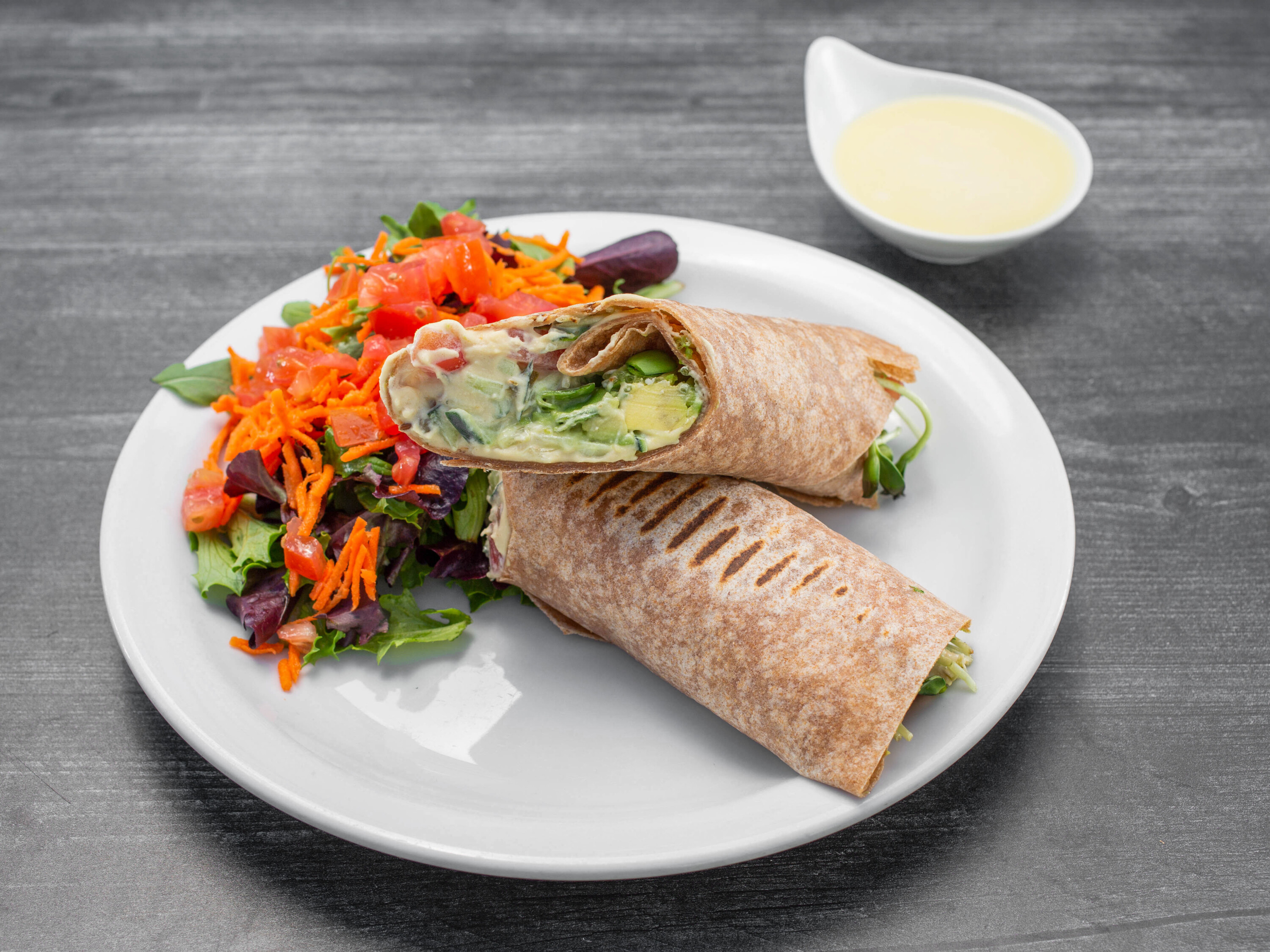 Order Hummus Avocado Sprouts Wrap food online from Juicy Ladies Wh store, Woodland Hills on bringmethat.com