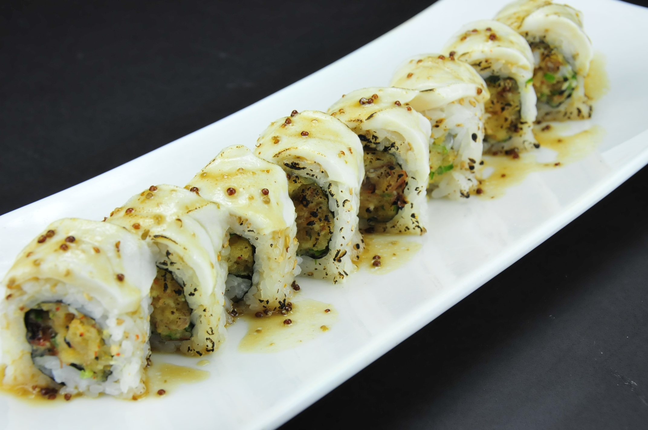 Order 47. Snow White Roll food online from Krazy Sushi store, Las Vegas on bringmethat.com