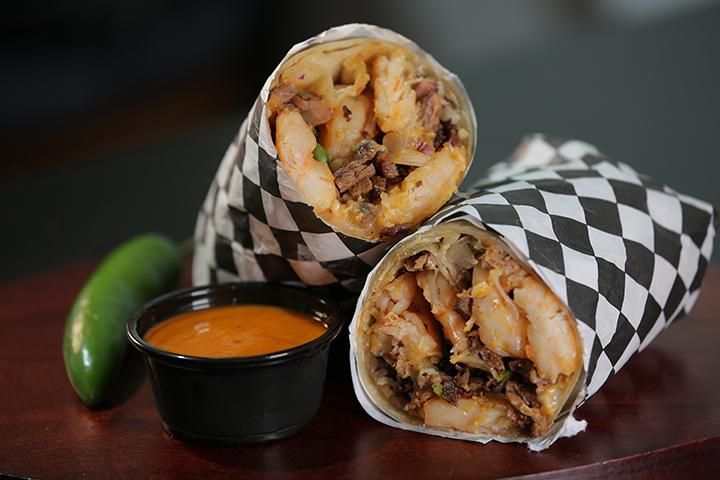 Order Surf and Turf Burrito food online from Tacos El Cabron store, San Diego on bringmethat.com