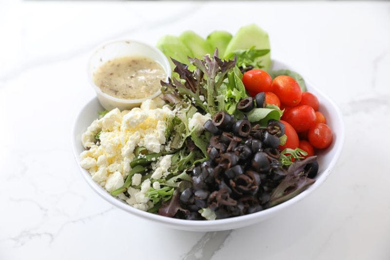 Order Greek Salad - Salad food online from Zozo's N. Y. Pizza store, San Diego on bringmethat.com