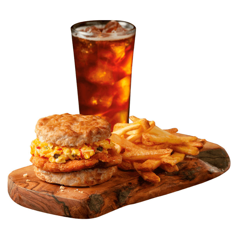 Order NEW! Cajun Chicken Filet Biscuit with Pimento Cheese Combo food online from Bojangles store, Pooler on bringmethat.com