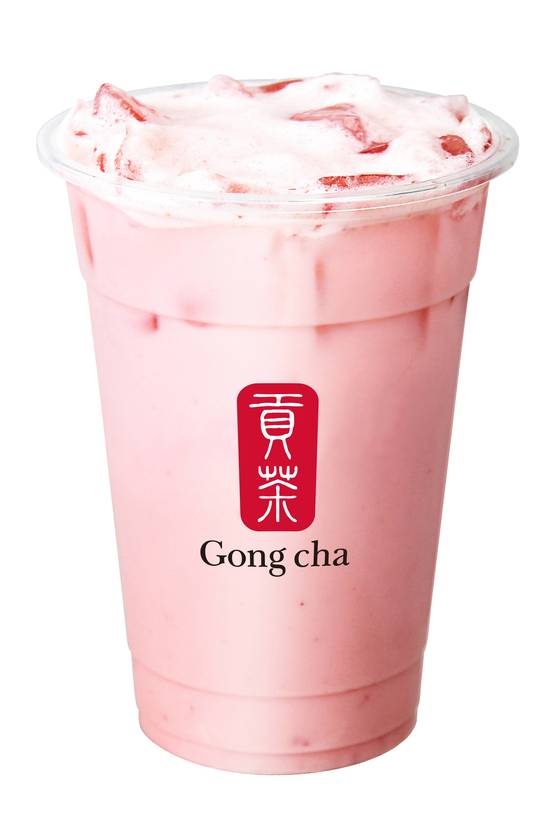 Order Strawberry Green Milk Tea (草莓奶綠) food online from Gong Cha & Fuji Teriyaki store, Silver Spring on bringmethat.com