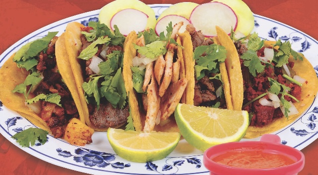 Order Pastor (Marinated Pork) Tacos (5) food online from Rincon Mexicano store, Houston on bringmethat.com