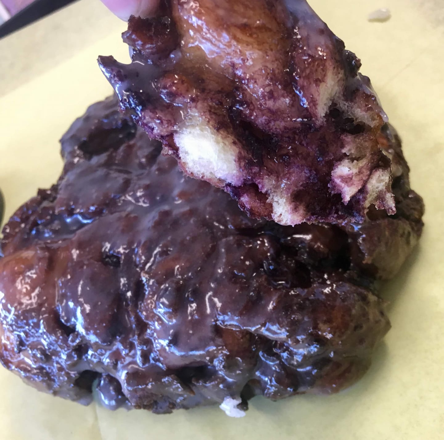 Order Blueberry Fritter Donut food online from Arnold Coffee And Donuts store, Colorado Springs on bringmethat.com
