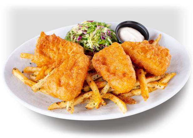 Order PLANT-BASED BATTERED "FISH" & CHIPS food online from California Fish Grill store, Fountain Valley on bringmethat.com