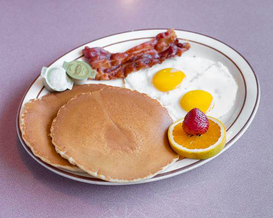 Order #1 2 Pancakes , 2 Eggs, and 2 Bacon or 2 Sausages food online from Boys Burgers 7 store, Bell Gardens on bringmethat.com
