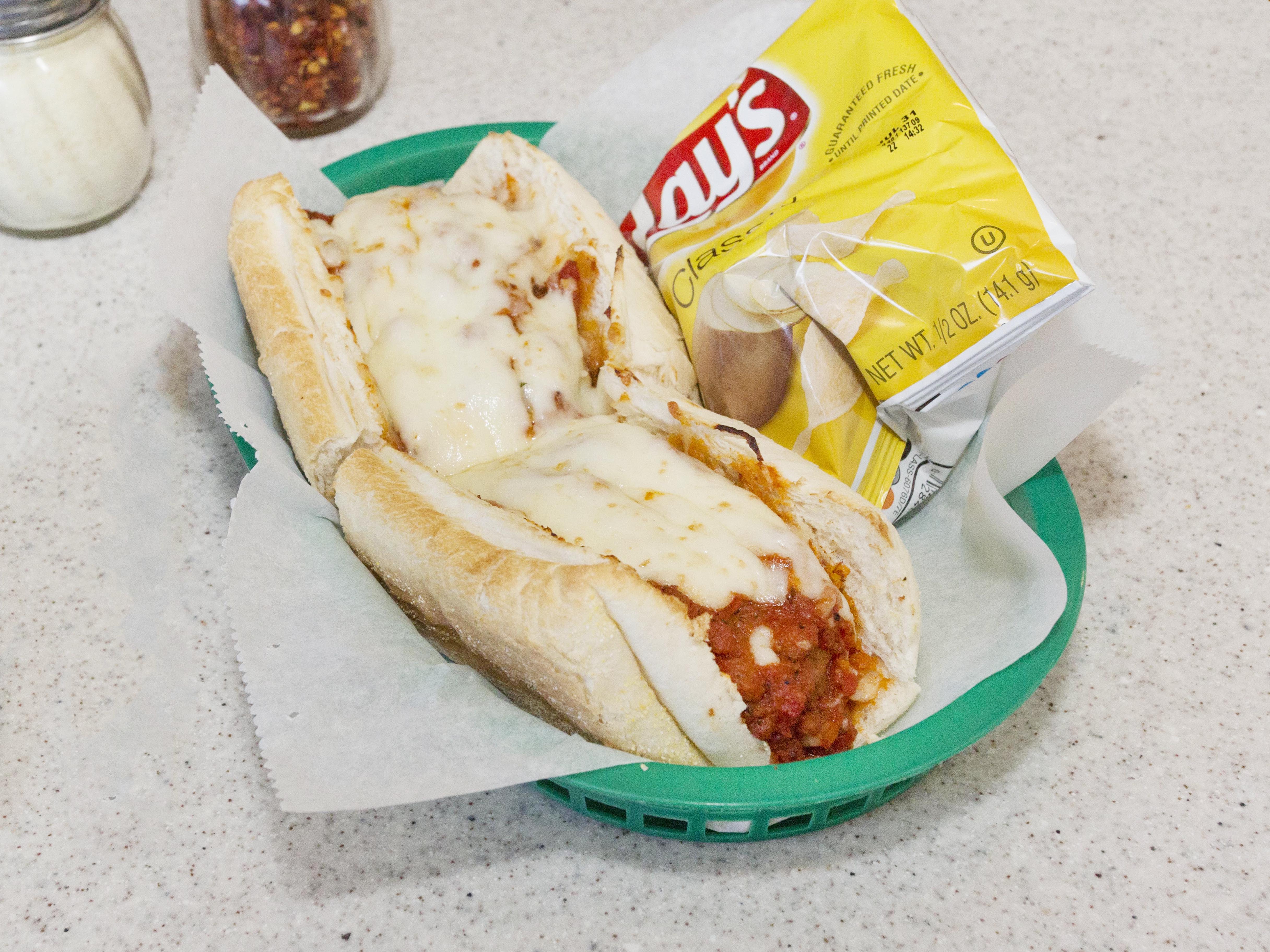 Order Meatball Cheese Sandwich food online from Crusty Pizza store, Norco on bringmethat.com