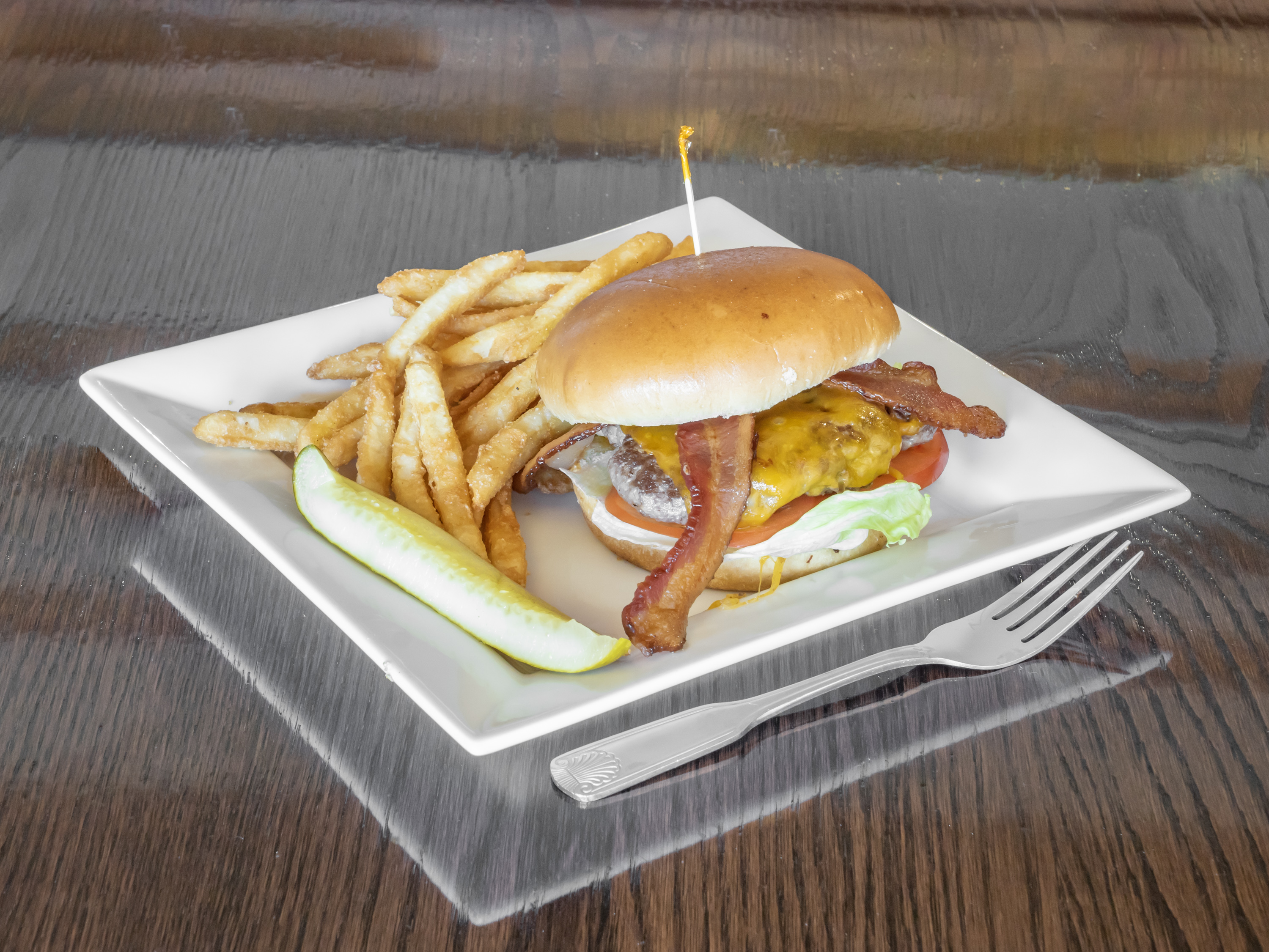 Order Bacon Cheeseburger food online from Ruby's Family Restaurant store, Shakopee on bringmethat.com
