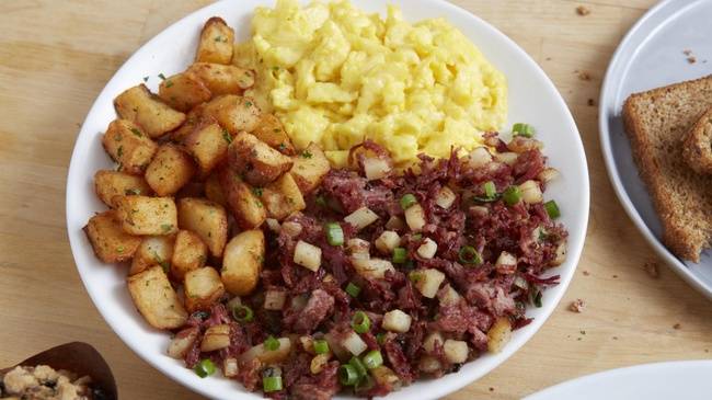Order Corned Beef Hash & Eggs food online from Mimi Café store, Chino on bringmethat.com