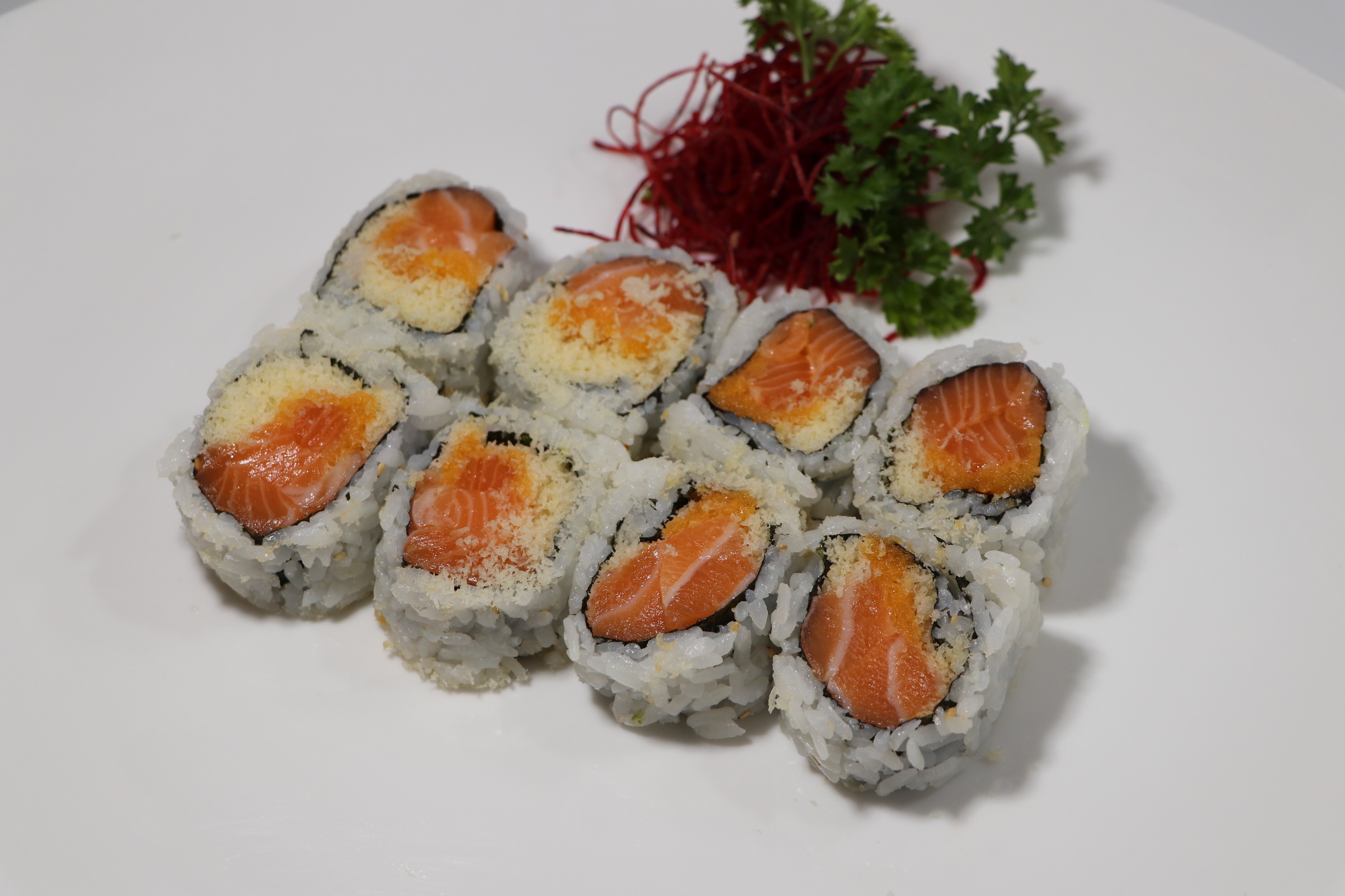 Order R15. Spicy Salmon Roll food online from Super China Buffet store, Kenosha on bringmethat.com