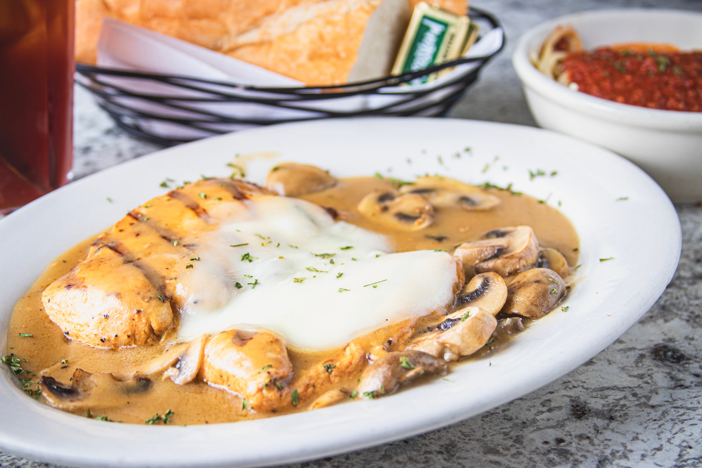 Order Chicken Marsala Catering - Half Pan (Serves 8 People) food online from Mario Pizza & Pasta store, Seabrook on bringmethat.com