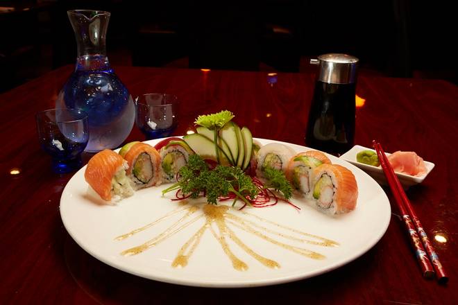 Order Rainbow Roll food online from Kyoto Japanese Steakhouse store, Royal Oak on bringmethat.com