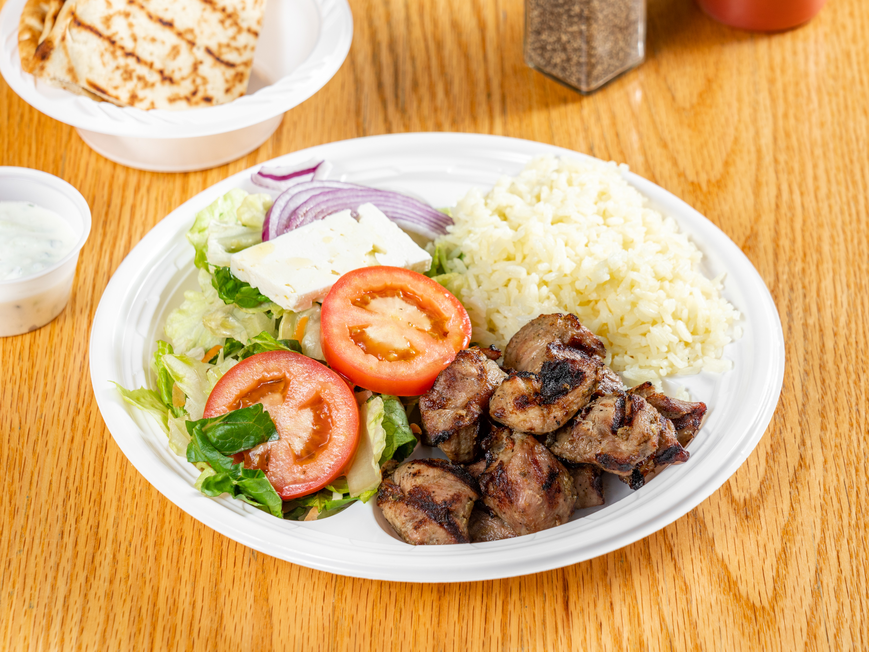 Order Pork Souvlaki Platter food online from The Chicken Shack store, Rego Park on bringmethat.com