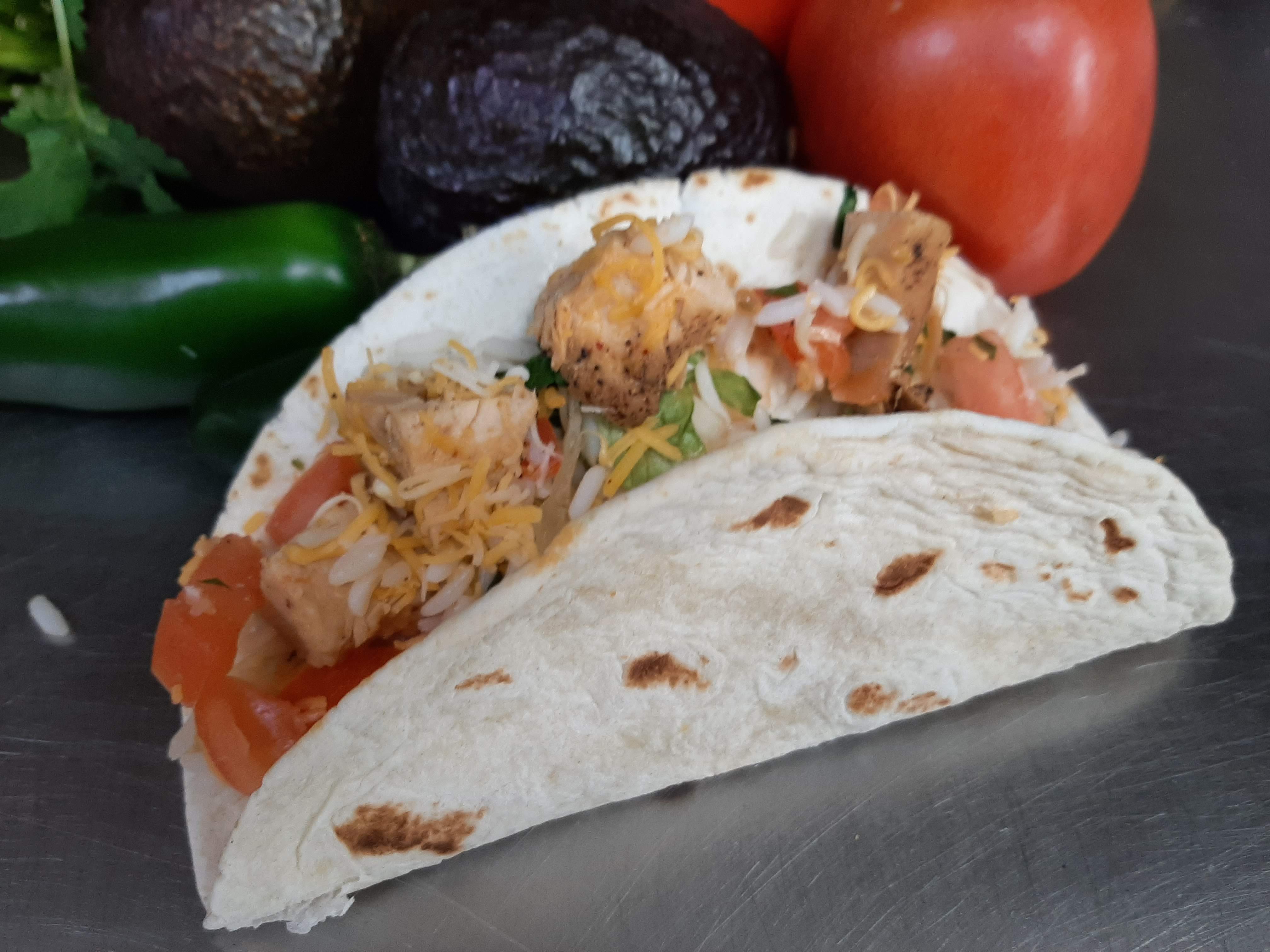 Order Chicken Taco food online from Mr. Pizza and The Burrito Joint store, Ann Arbor on bringmethat.com