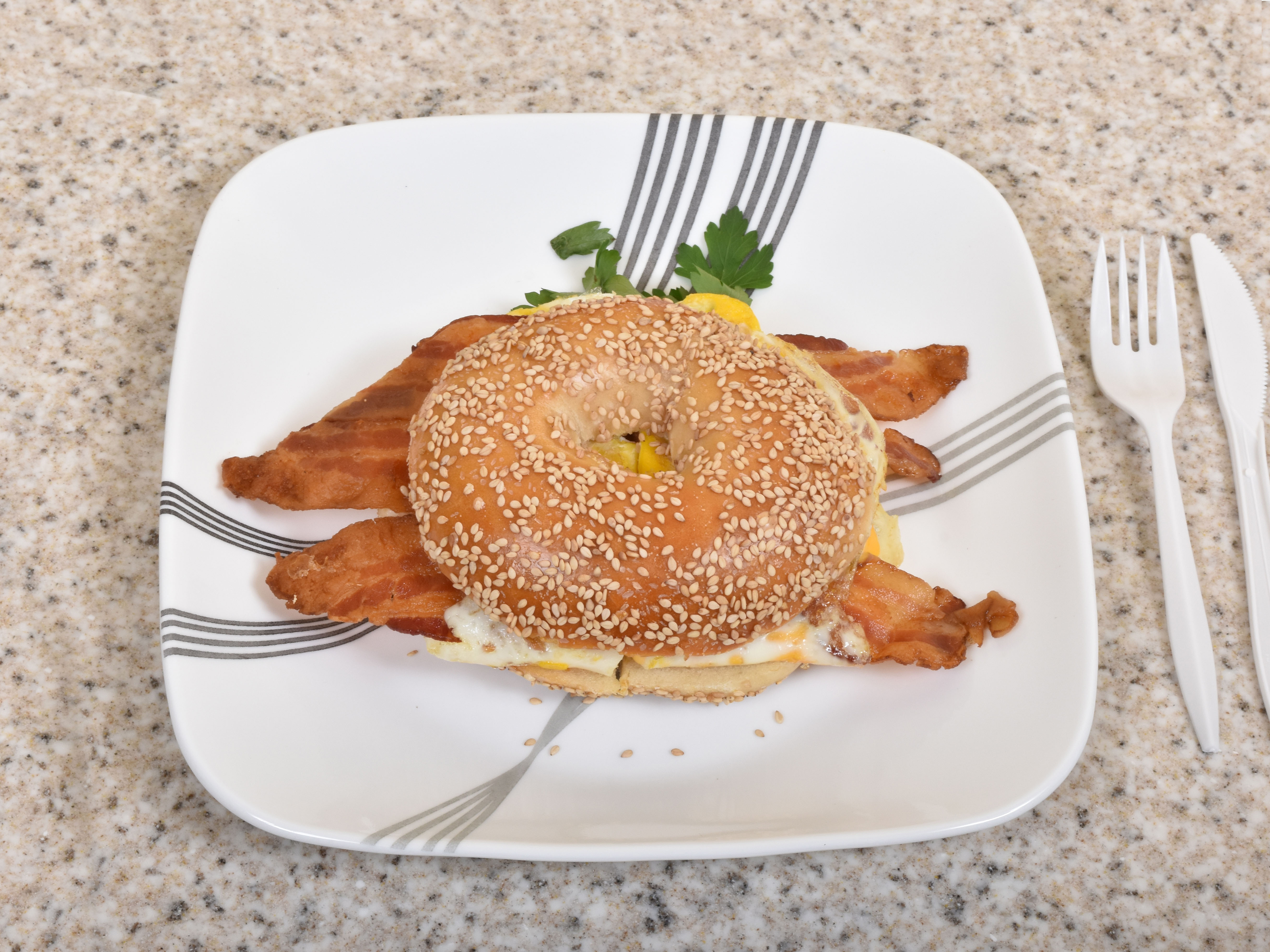 Order Egg on Bagel with Meat Breakfast food online from Amazing Bagel store, Ocean Township on bringmethat.com