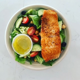 Order Pan Seared Salmon Salad food online from Spring St Cafe store, Los Angeles on bringmethat.com