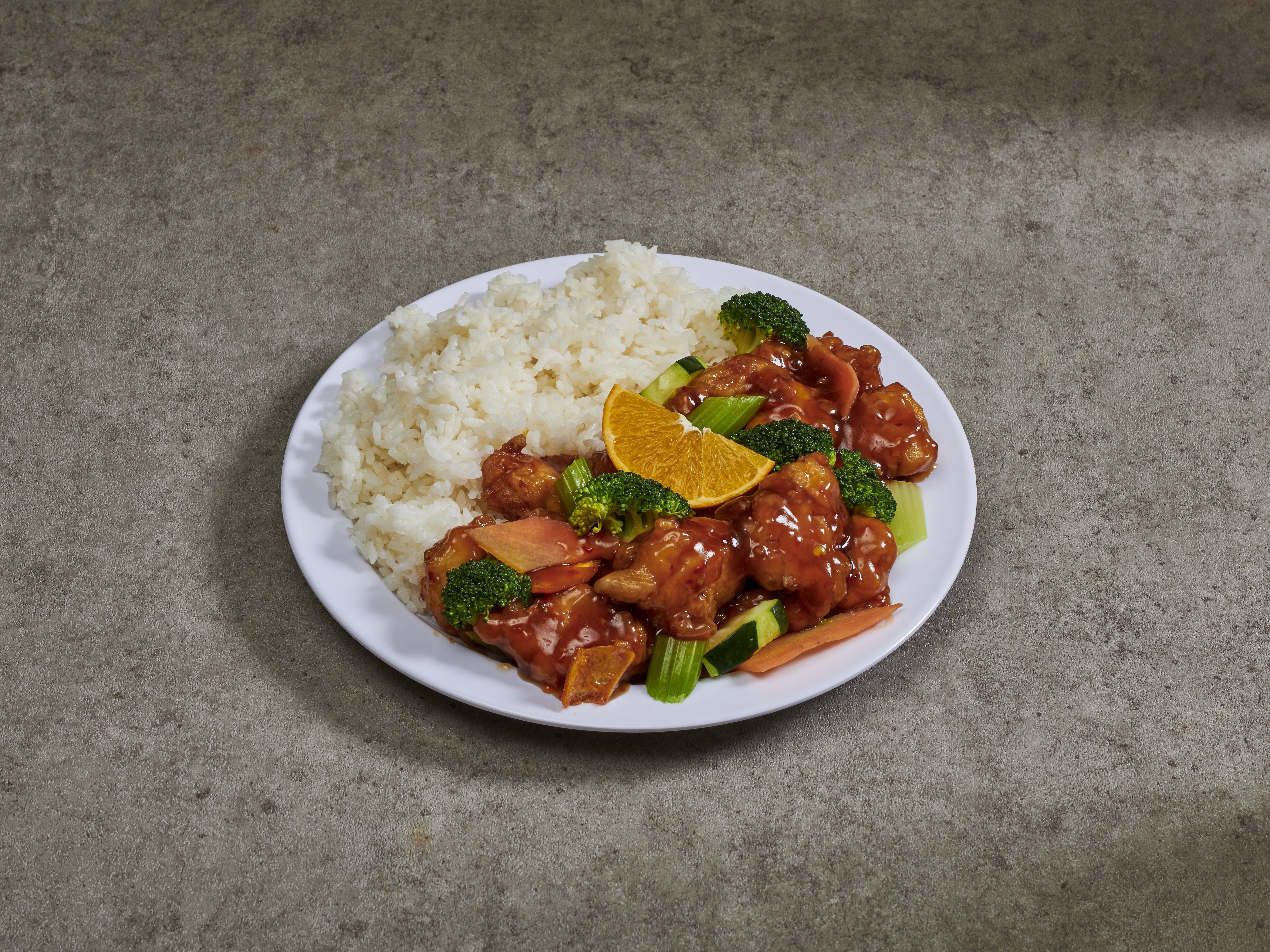 Order Orange Chicken food online from East Moon Asian Bistro store, Fort Collins on bringmethat.com