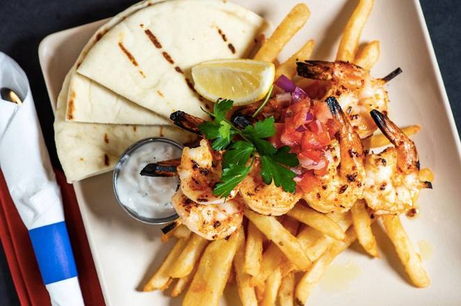 Order Shrimp Souvlaki food online from The Great Greek Mediterranean Grill store, Charleston on bringmethat.com