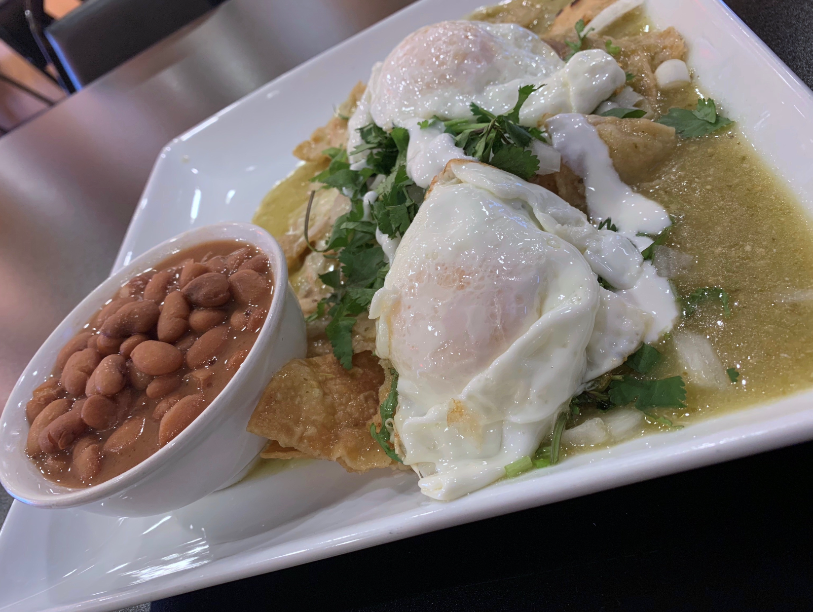 Order Chilaquiles with Eggs Breakfast food online from Senor Lopez Mexican Restaurant store, Detroit on bringmethat.com