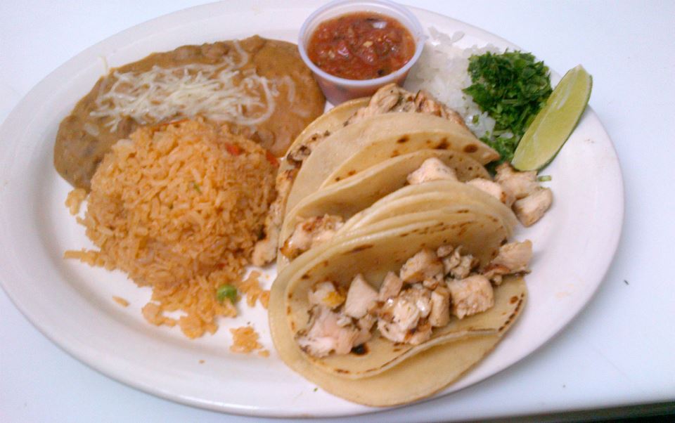 Order 15A. Street Tacos with Chicken Fajitas food online from Senor Bean Mexican Grill-Cantina store, Dallas on bringmethat.com