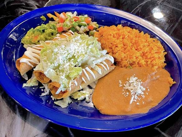 Order Chicken Flautas Plate food online from Los Pinchis Tacos Mexican Cuisine store, Killeen on bringmethat.com