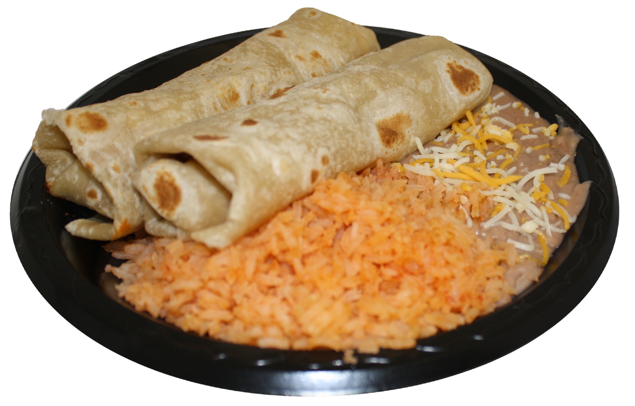 Order 7. Two Shredded Beef Burritos Combination Plate food online from Mi Rico Burrito store, Midvale on bringmethat.com