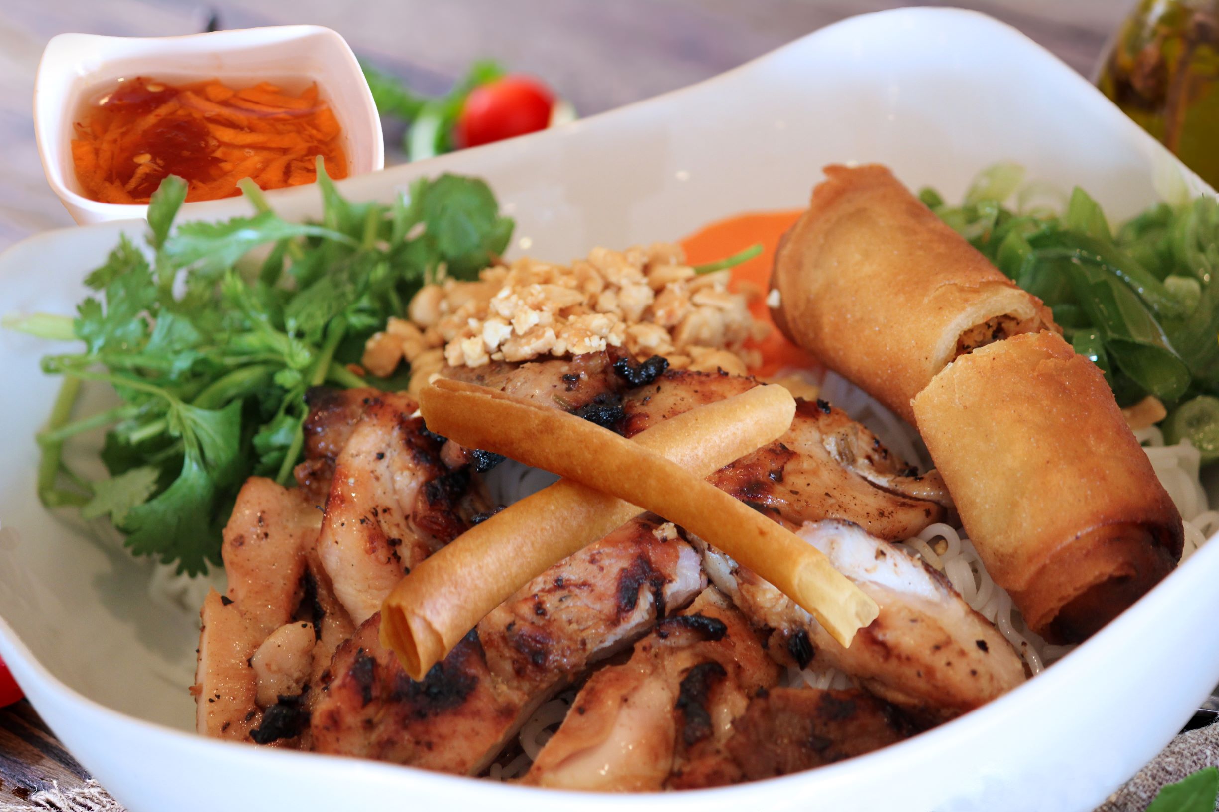 Order 52. Bun Ga Nuong Cha Gio food online from Pho 21 Vietnamese Noodle House store, Houston on bringmethat.com