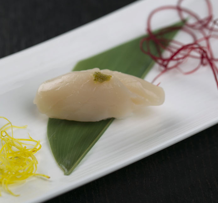 Order G16. Hokaido Scallop Sushi food online from Icho Izakaya Fusion Cuisine store, Temple City on bringmethat.com
