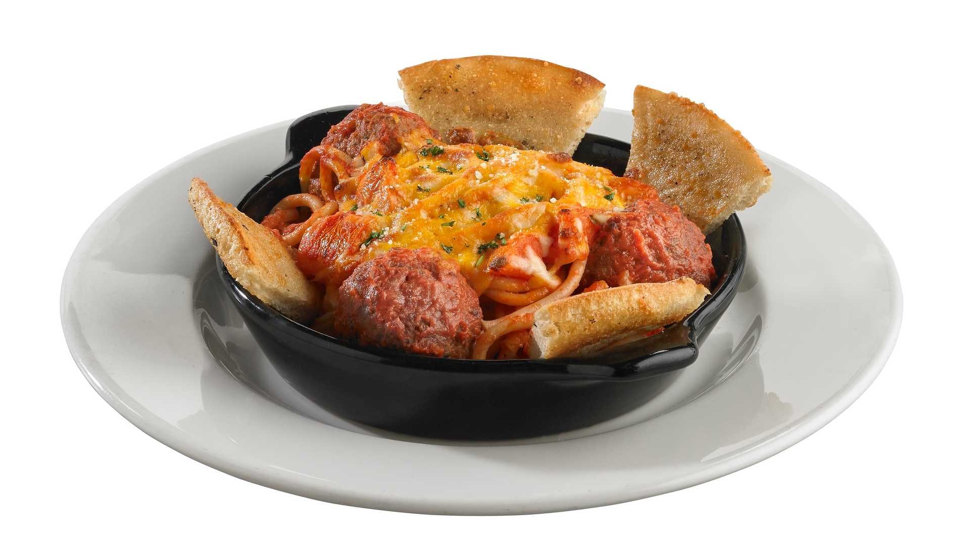 Order Baked Spaghetti & Meatballs - Gourmet Pasta food online from Boston Restaurant & Sports Bar store, Citrus Heights on bringmethat.com