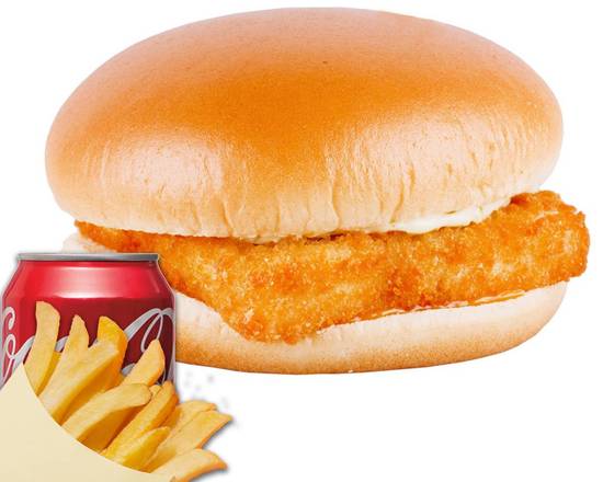 Order Fish Sandwich with Fries & Soda food online from Crown Fried Chicken store, Upper Darby on bringmethat.com
