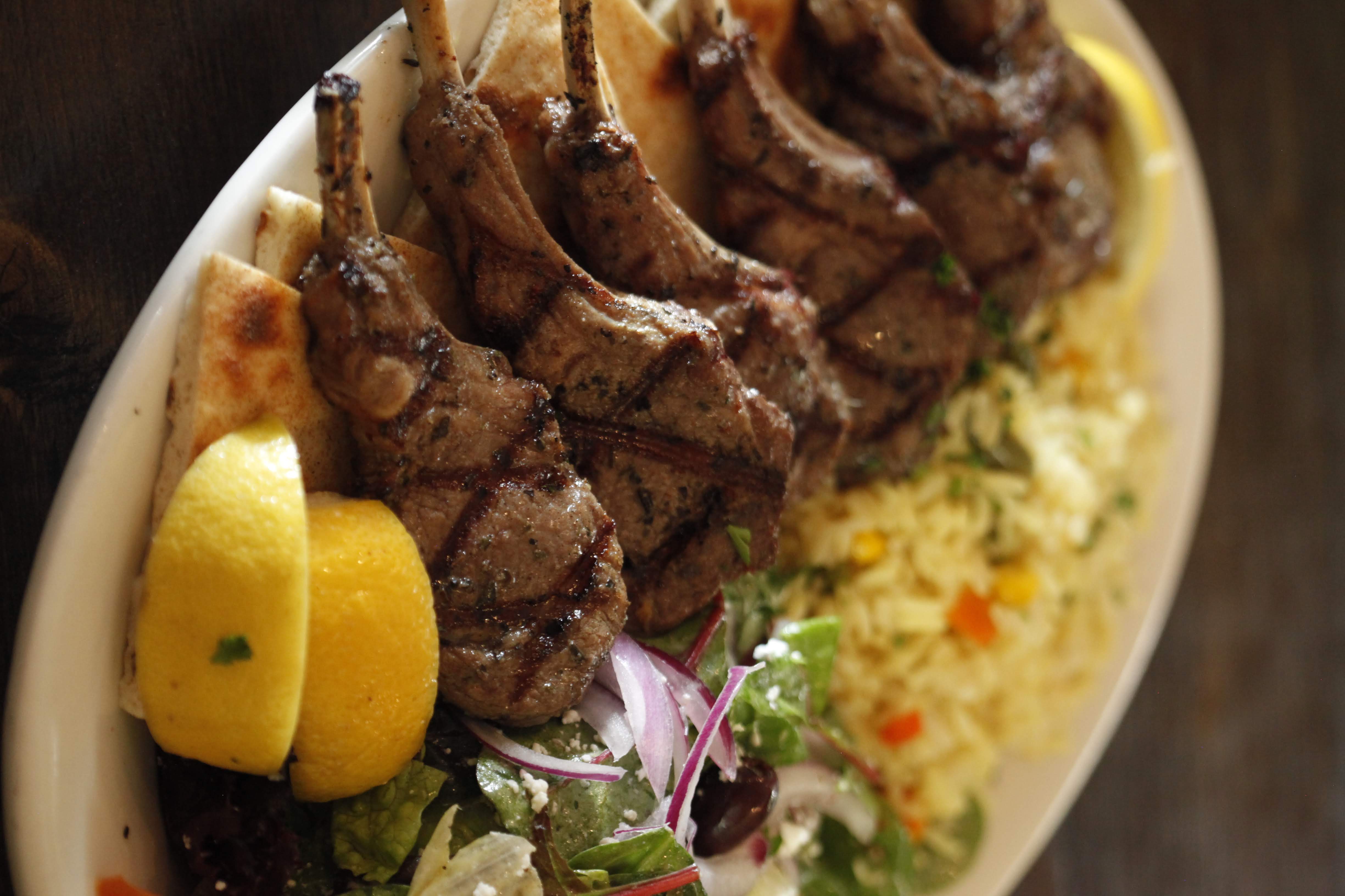 Order Lamb Chops (4) Combo food online from George's Greek Cafe store, Long Beach on bringmethat.com