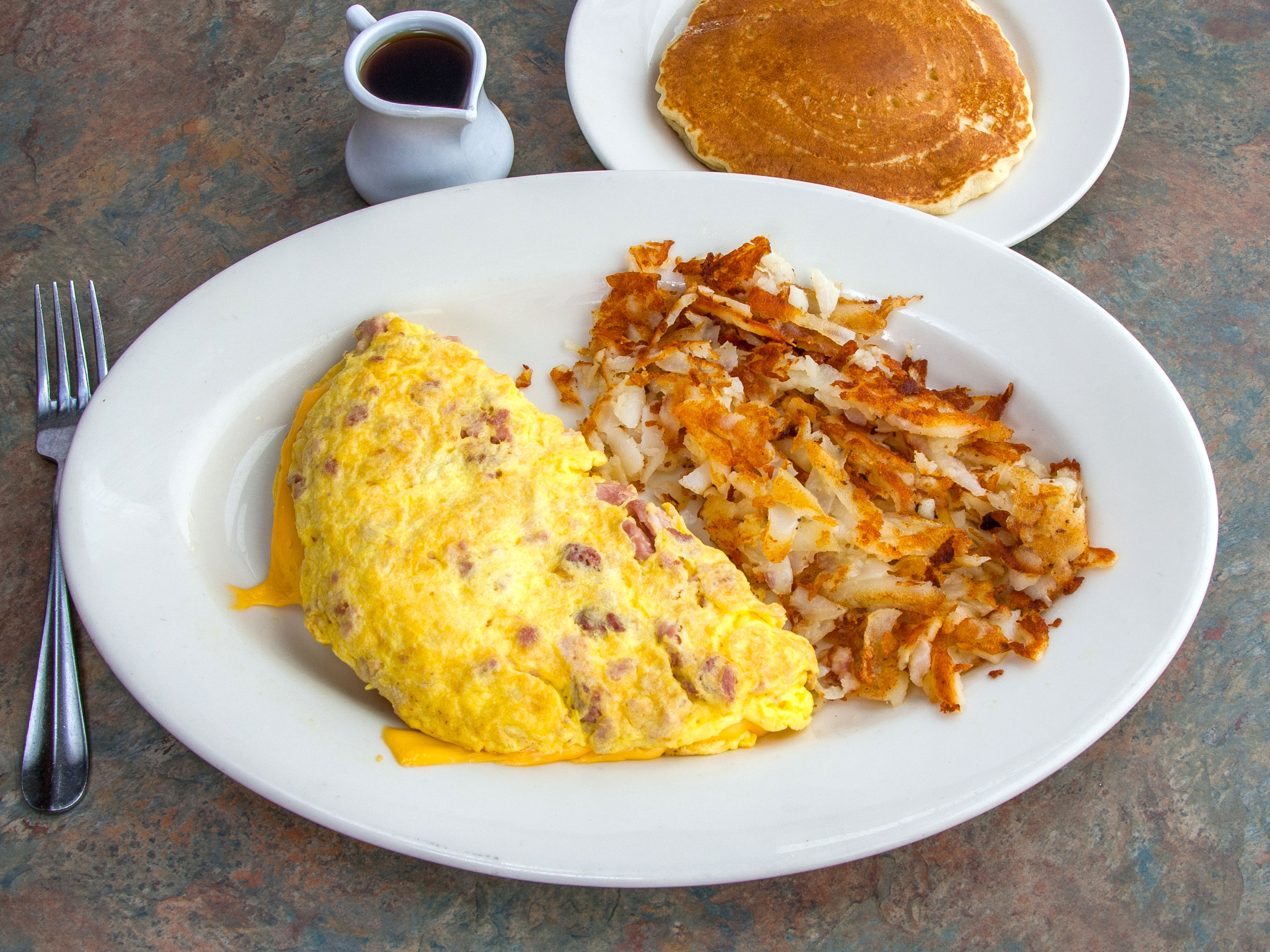 Order Ham and American Omelette food online from Christy's Restaurant Pancake House store, Wood Dale on bringmethat.com