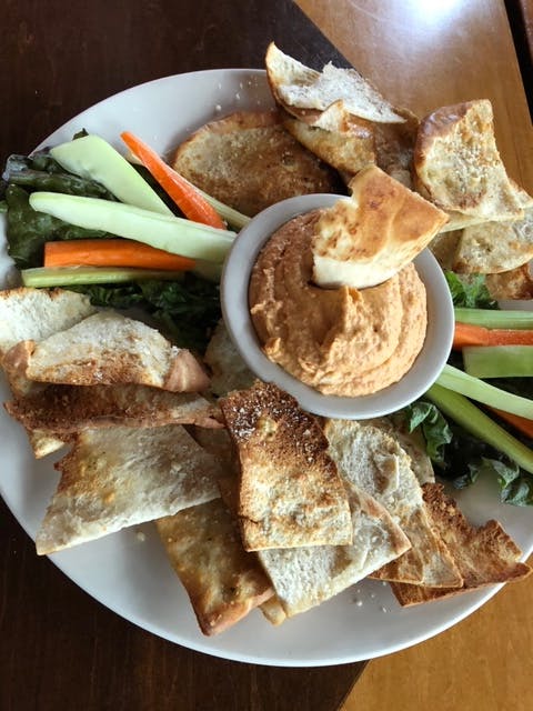 Order Roasted Red Pepper Hummus - Appetizer food online from Empire Cafe store, Houston on bringmethat.com