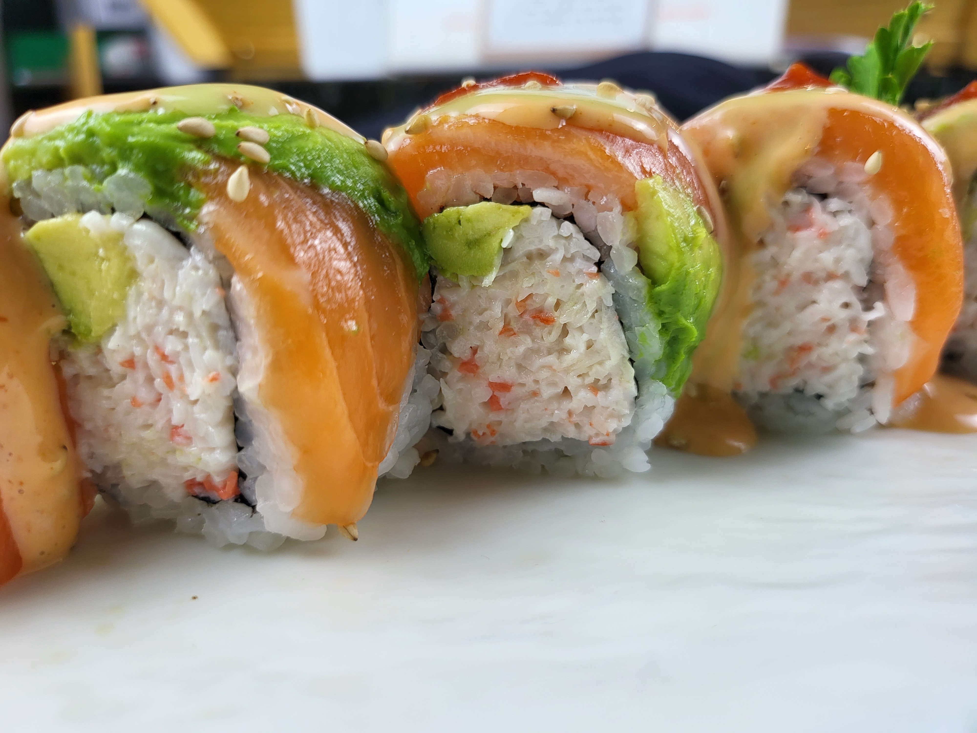 Order Spicy Alaskan Roll food online from Kaze Sushi & Hibachi store, Mesquite on bringmethat.com
