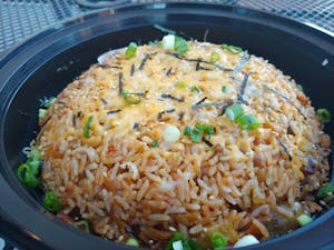 Order Bacon Kimchi Fried Rice food online from Buldogis Gourmet Hot Dogs store, Las Vegas on bringmethat.com