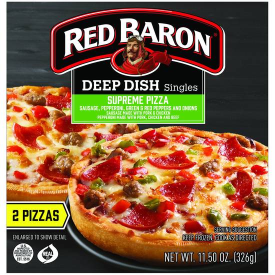 Order Red Baron Deep Dish Singles Supreme Pizza, 2 CT food online from Cvs store, MONTEZUMA on bringmethat.com