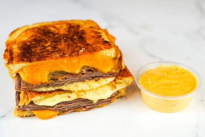 Order Roast Beef & Three Cheese Melt food online from Classy Grilled Cheese store, Dripping Springs on bringmethat.com
