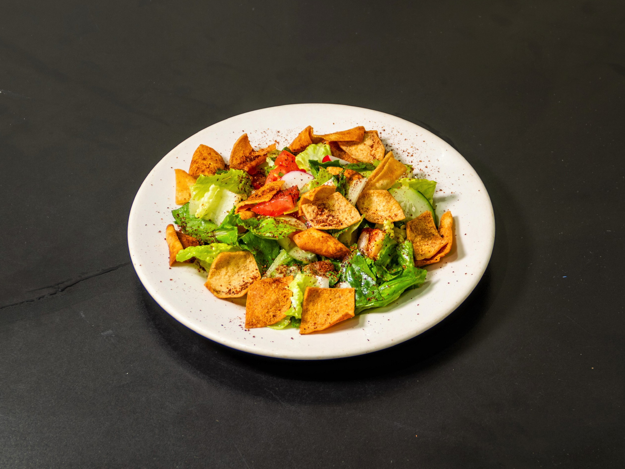 Order Fattoush Salad food online from Byblos Mediterranean Cafe store, Syracuse on bringmethat.com